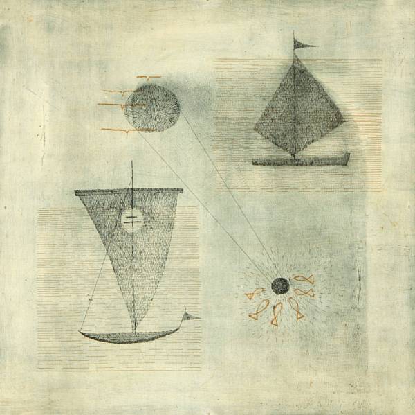 Appraisal: Keiko Minami Japanese born Untitled Two Ships n d Etching