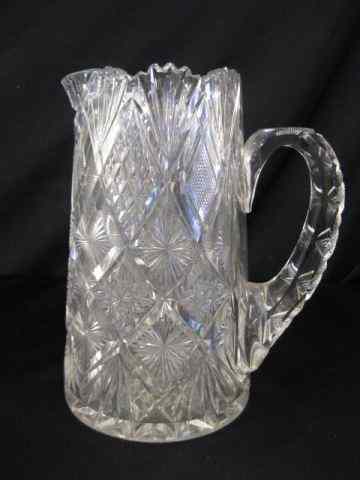 Appraisal: Cut Glass Pitcher brilliant period unusual diamond panels with starbursts