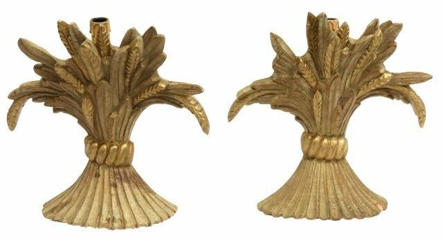 Appraisal: pair Italian carved wood sconces th c in the form