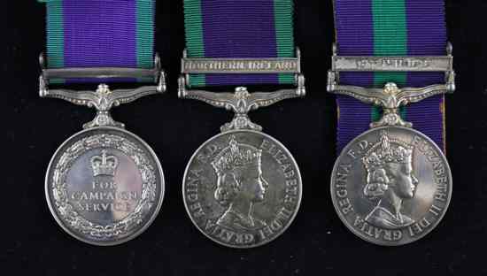 Appraisal: Three QEII General Service medals comprising two Campaign Service medals