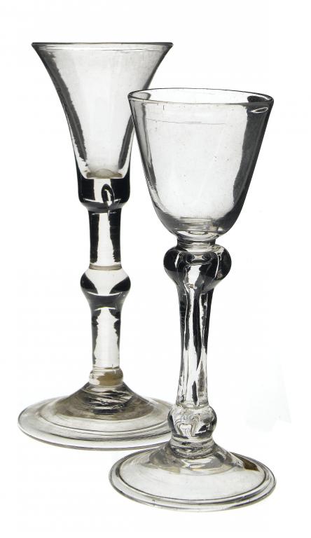 Appraisal: A GEORGE II WINE GLASS the drawn trumpet bowl with