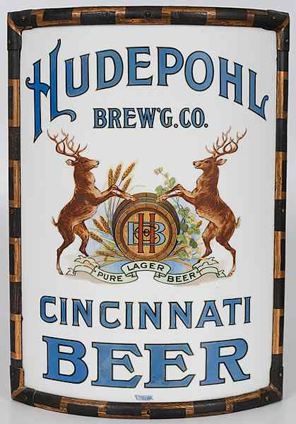 Appraisal: Hudepohl Corner Beer Advertising Sign Antique Hudepohl corner beer advertising