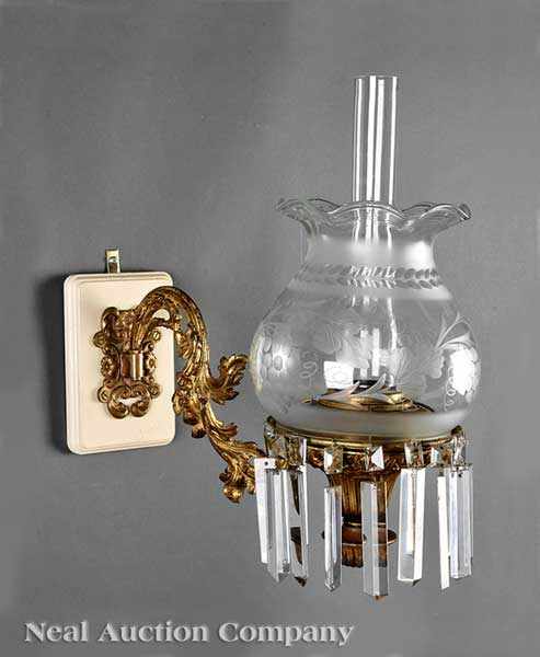 Appraisal: An American Gilt Lacquered Bronze Solar Wall Sconce mid- th