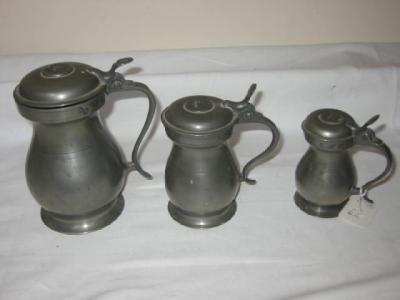 Appraisal: A SET OF THREE GLASGOW PEWTER MEASURES of baluster form