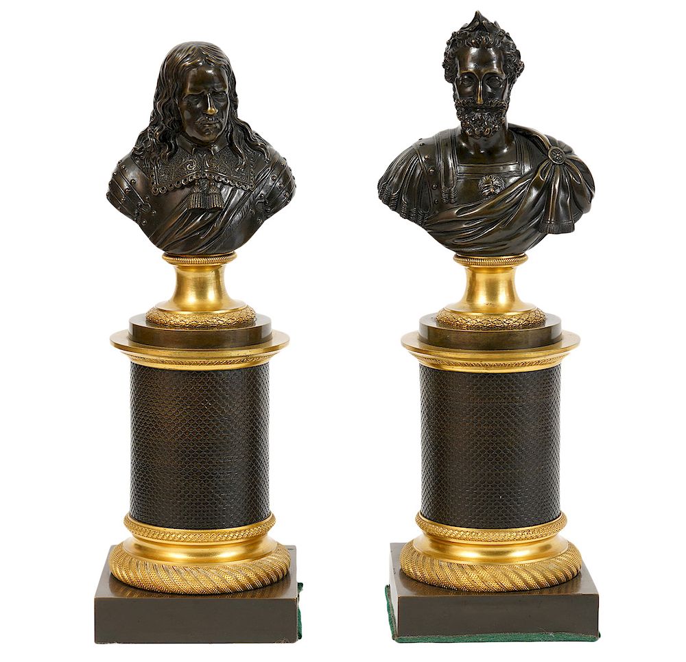 Appraisal: Pr Continental Gilt Patinated Bronze Busts Pair of continental gilt