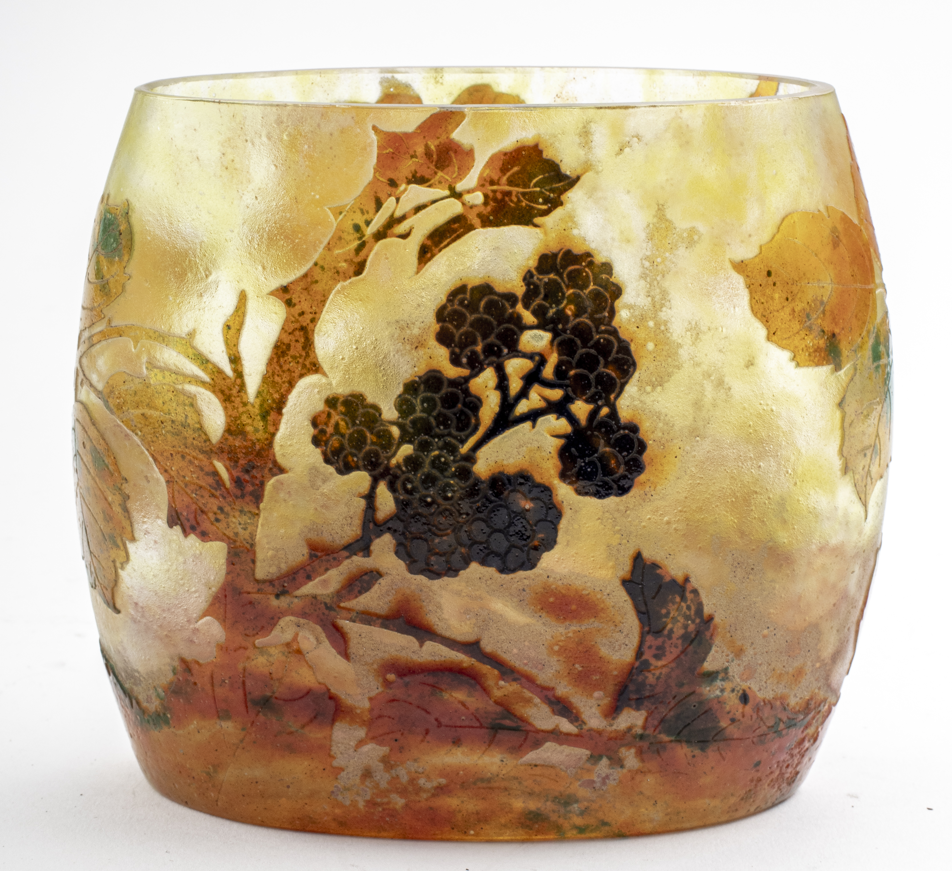 Appraisal: DAUM NANCY BLACKBERRY ART GLASS VASE Daum Nancy blackberry cameo