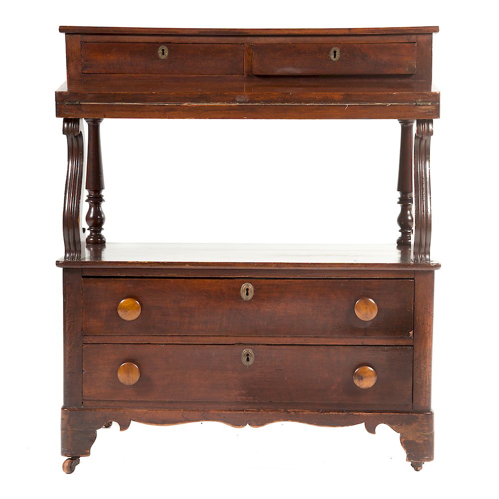 Appraisal: American Victorian Walnut Writing Desk circa two medium drawers in