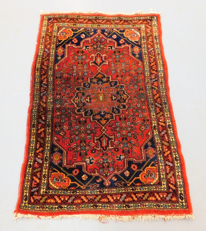 Appraisal: SMALL PERSIAN BIDJAR RED CARPET RUG Middle East c Navy