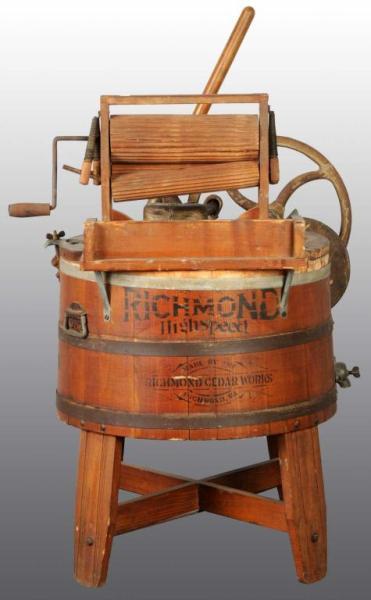 Appraisal: Wooden Richmond's High Speed Washing Machine Description Includes wringer attachment