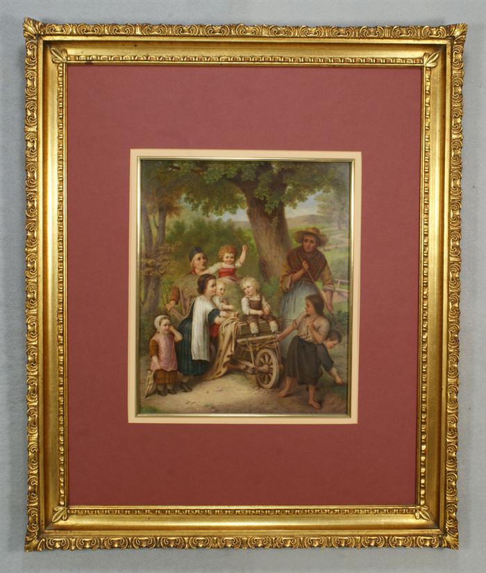 Appraisal: KPM porcelain plaque depicting children and a mother with a