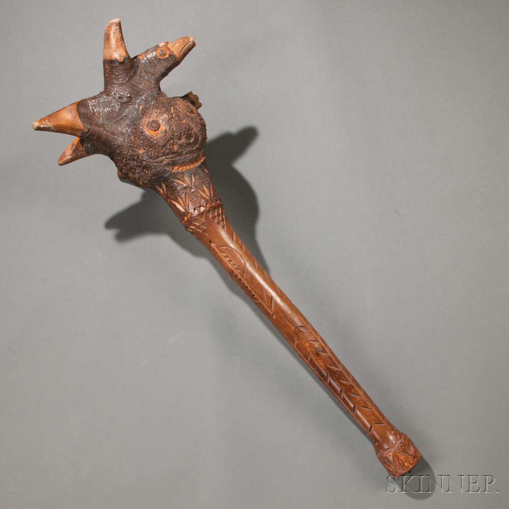 Appraisal: Penobscot Carved Burl-headed Club c late th century handle with