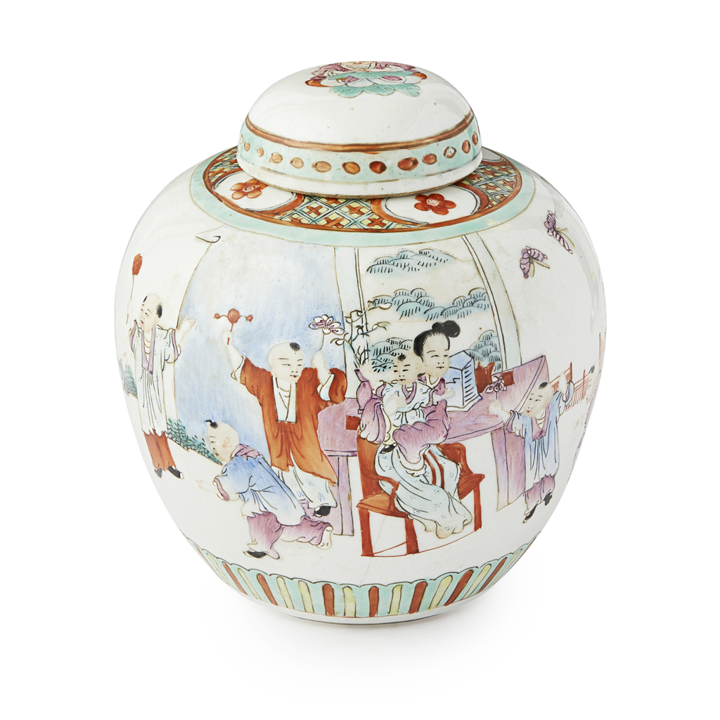 Appraisal: FAMILLE VERTE GINGER JAR AND COVER QIANLONG MARK BUT LATER