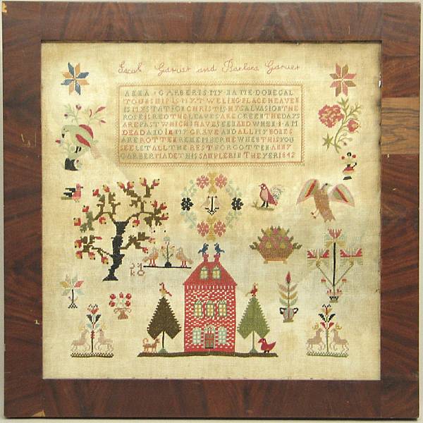 Appraisal: An American wool and linen needlework sampler signed Anny Garber