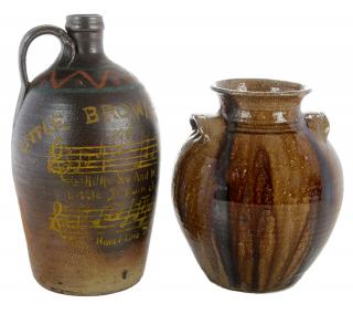 Appraisal: Two Pieces of North Carolina Pottery Craven jug Randolph and