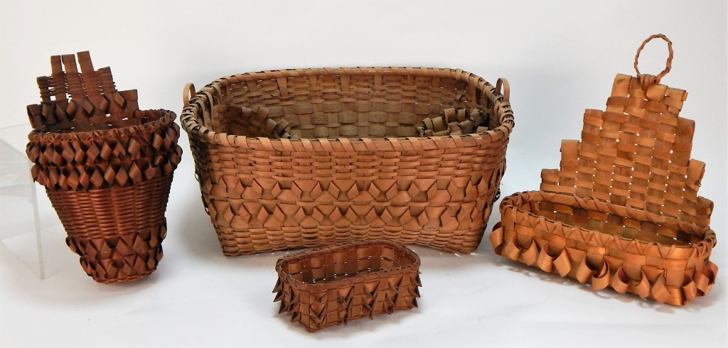 Appraisal: NATIVE AMERICAN PENOBSCOT HAND WOVEN BASKETS United States th CenturyIncludes