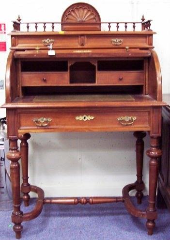 Appraisal: A th Century walnut cylinder bureau possibly Dutch having two