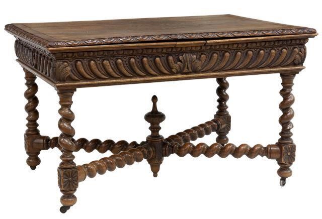 Appraisal: French Louis XIII style oak draw-leaf table late th c