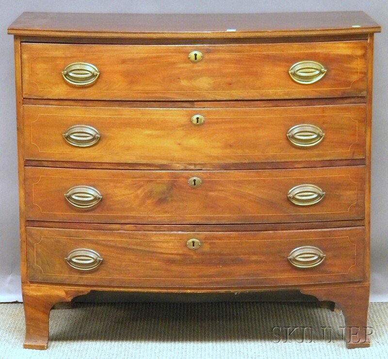 Appraisal: Federal Inlaid Mahogany Bowfront Four-drawer Chest ht wd in