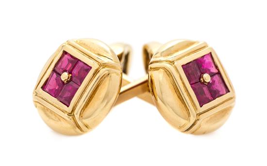 Appraisal: Sale Lot A Pair of Karat Yellow Gold and Ruby