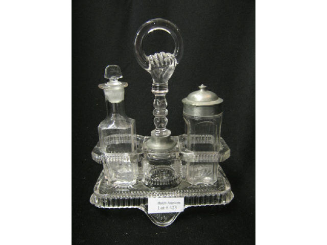 Appraisal: Victorian Glass Castor Set center handle