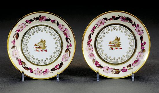 Appraisal: Pair Flight Barr Barr porcelain saucers circa rose and vine