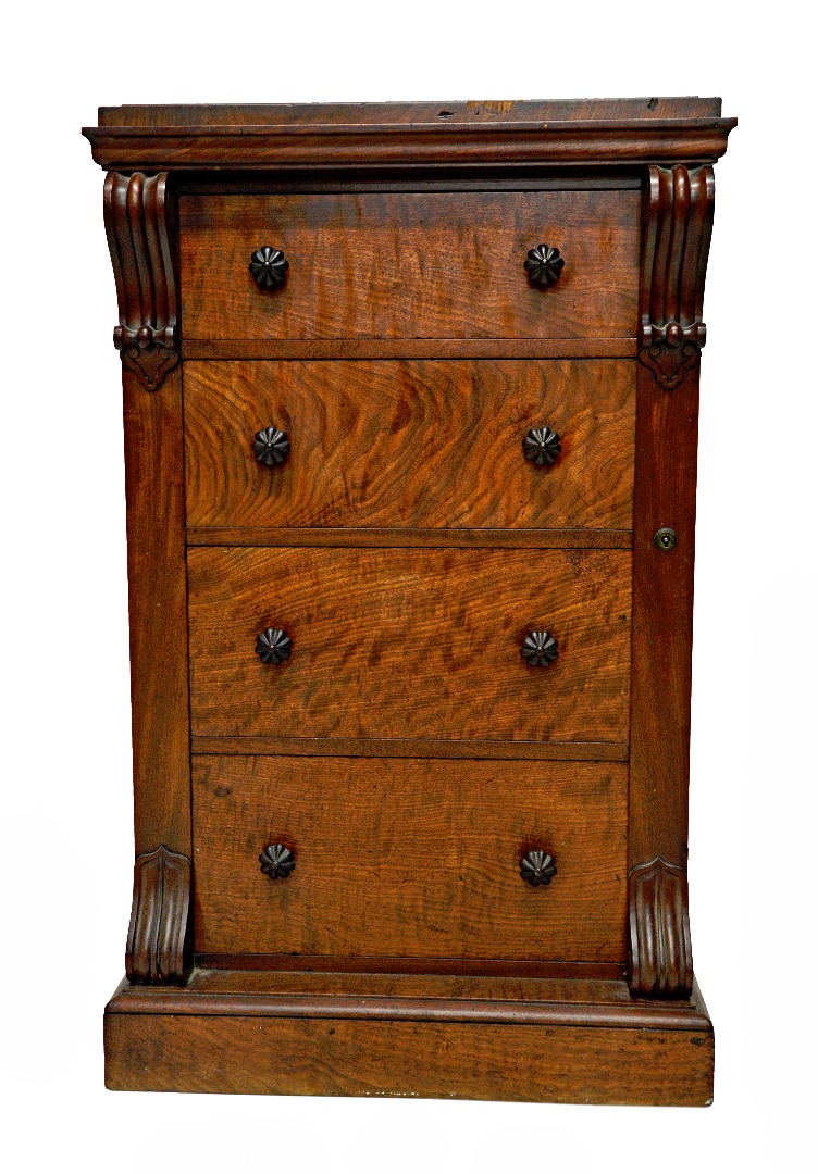 Appraisal: A William IV mahogany Wellington chest of small proportions the