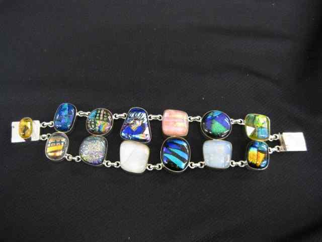 Appraisal: Dichroic Art Glass Bracelet gorgeous multicolor glass '' long ''