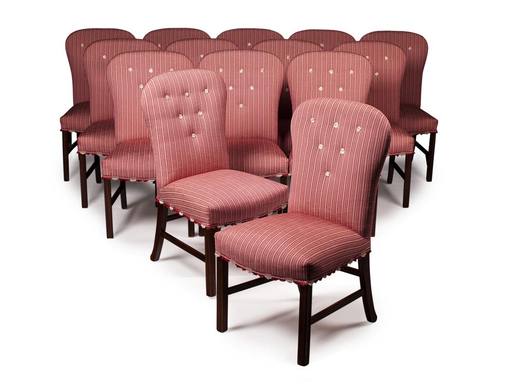 Appraisal: SET OF FOURTEEN UPHOLSTERED DINING CHAIRS MODERN the arched and