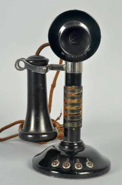 Appraisal: Connecticut -Station Candlestick Telephone Circa Black brass Stromberg Carlson candlestick