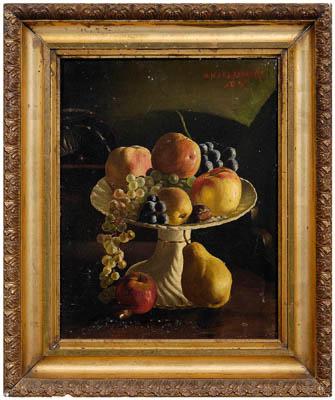 Appraisal: Late th century still life tazza apples pears and grapes