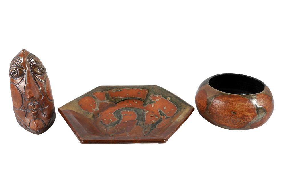 Appraisal: RICHARD PROCTOR TH CENTURY THREE PIECES OF BROWN COPPER ART