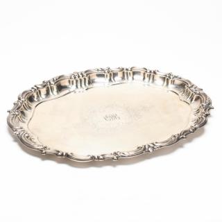 Appraisal: Spanish Silver Tray post silver content oval form with foliate