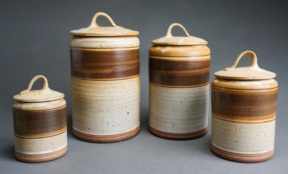 Appraisal: Contemporary Glazed Stoneware Cylindrical Four-Piece Canister Set