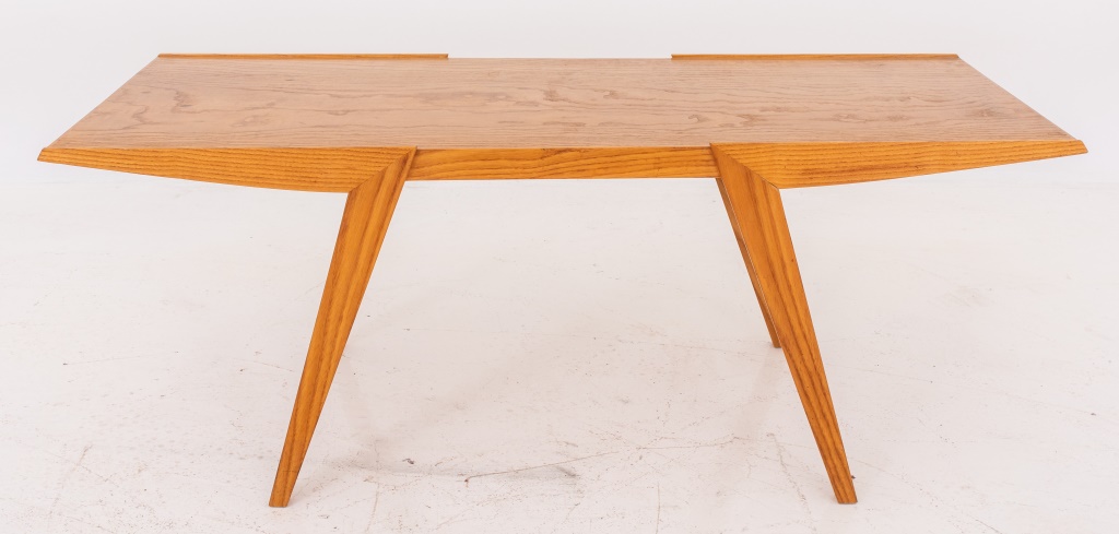 Appraisal: ITALIAN MID-CENTURY MODERN LOW OAK TABLE Italian mid century modern