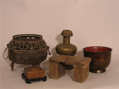 Appraisal: Five Chinese and Tibetan table items th century and later