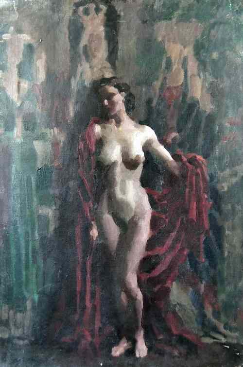 Appraisal: Colin Colahan - - Oil painting - Naked female artist's