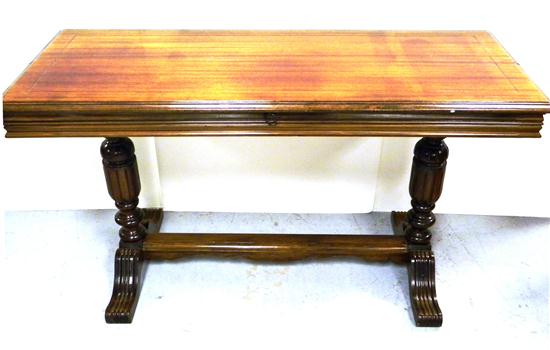 Appraisal: Jacobean style mahogany dining table double pedestal with hidden extension