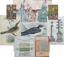 Appraisal: Lot of Eight Assorted Prints Perspective Drawing Hand colored engraving