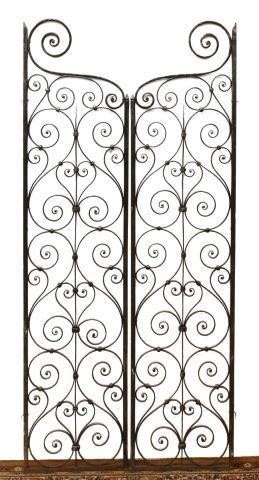 Appraisal: French architectural wrought iron gate th c with scrolled and