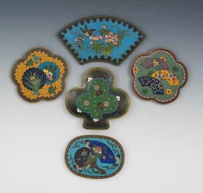 Appraisal: A Group of Five Miniature Cloisonne Trivets Five miniature trivets