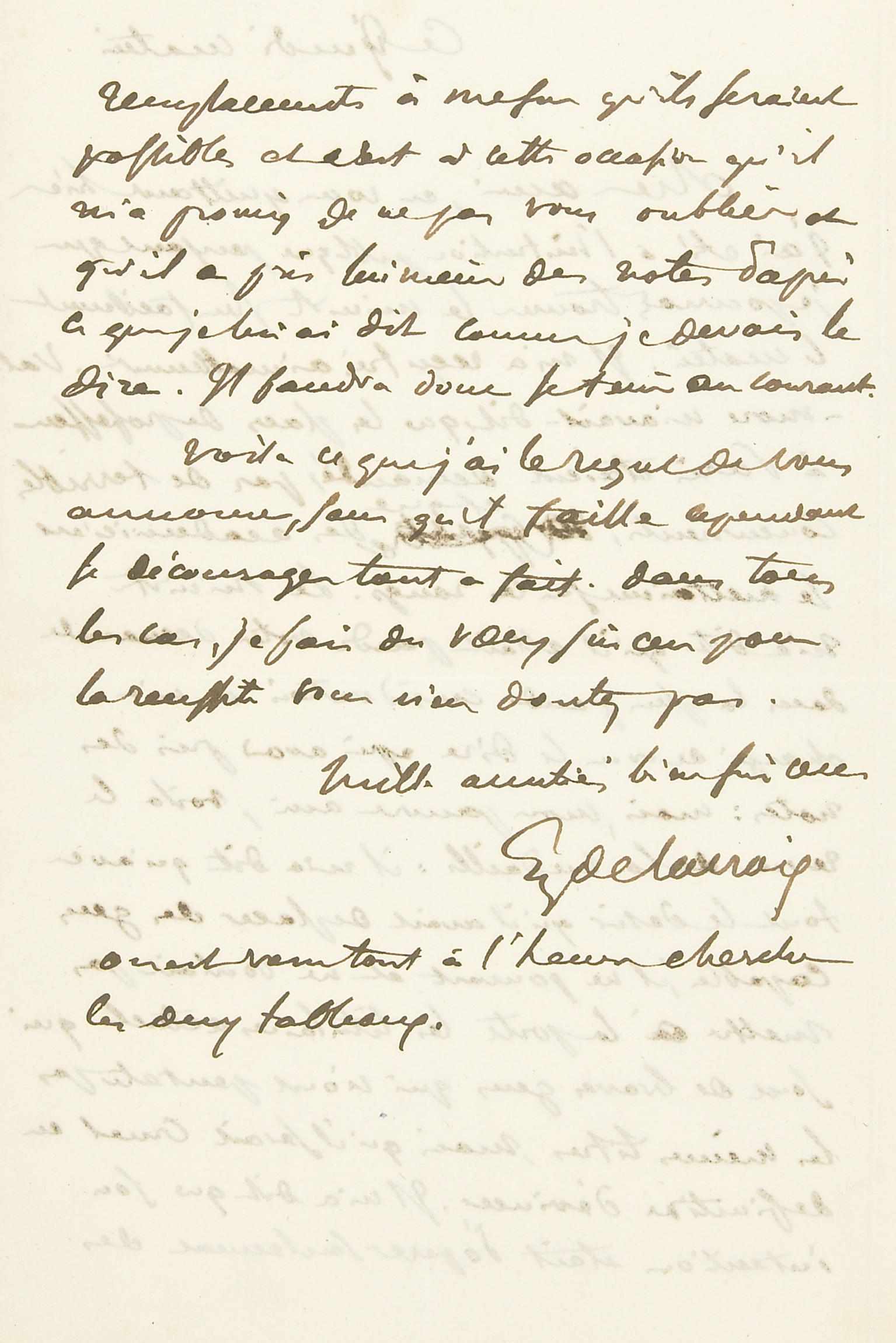 Appraisal: DELACROIX FERDINAND-VICTOR-EUGENE - Autograph Letter Signed ''E delacroix'' pp recto