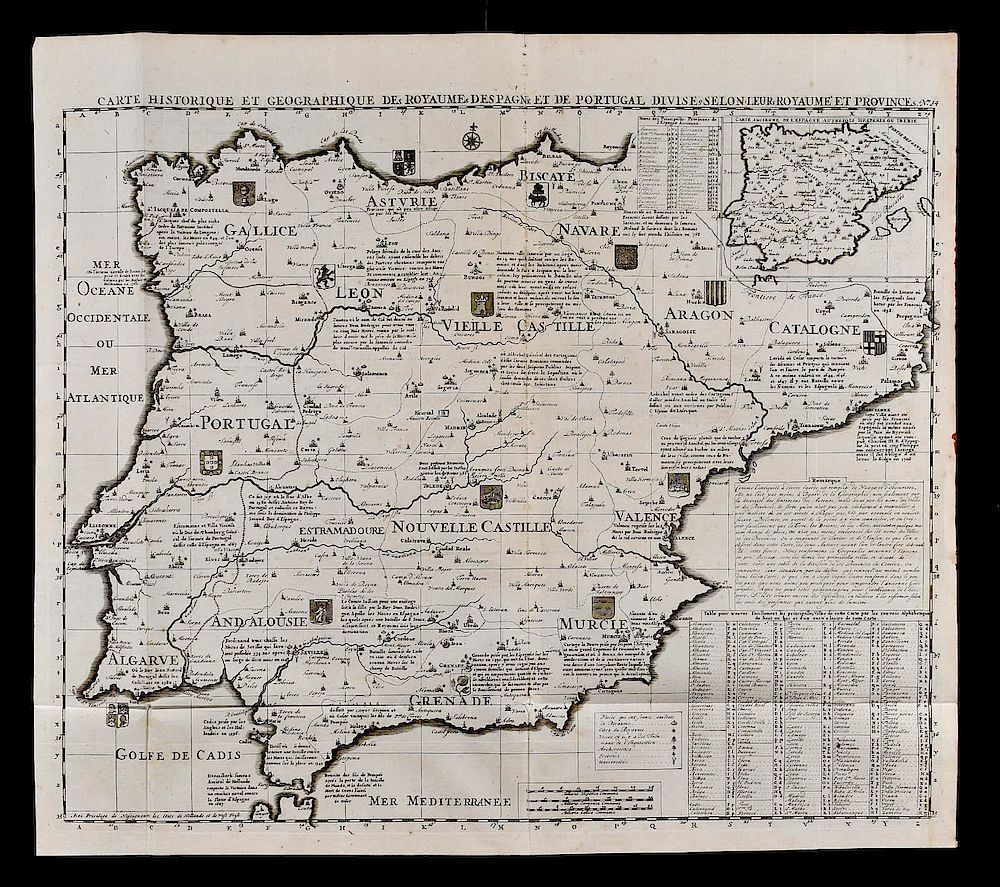 Appraisal: Henri Chatelain Map of Spain and Portugal Atlas Historique Henri