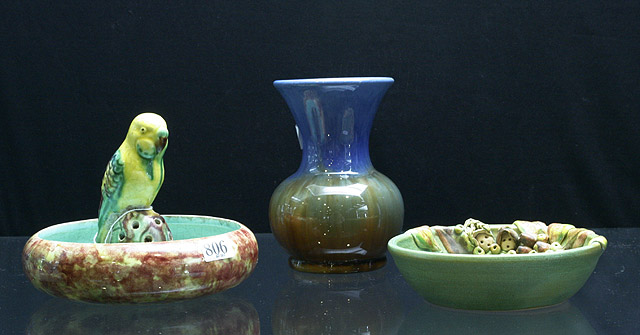 Appraisal: An Australian blue and brown glazed pottery vase maker Regal