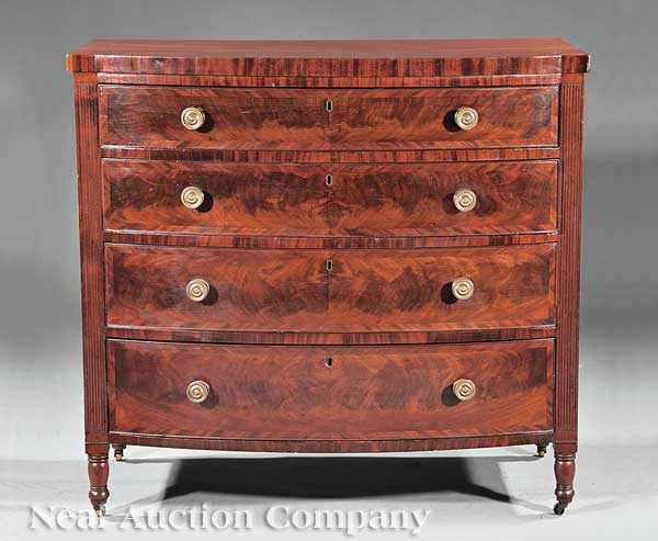 Appraisal: An American Federal Mahogany Bowfront Chest c Philadelphia top above