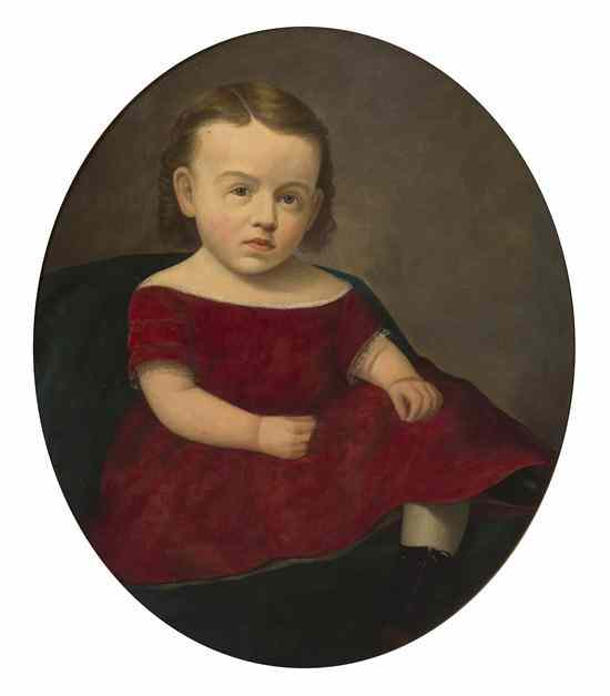 Appraisal: American School th century Portrait of a Child in Red