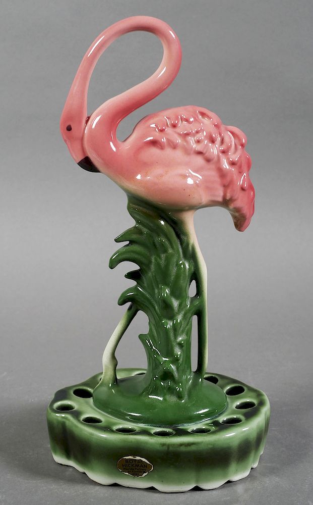 Appraisal: ROYAL HICKMAN Flamingo Pottery Flower Frog Royal Hickman flamingo flower