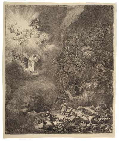 Appraisal: REMBRANDT VAN RIJN The Angel Appearing to the Shepherds Etching