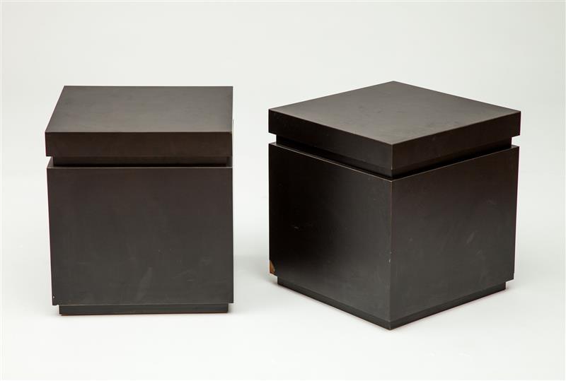 Appraisal: Pair of Cube Tables Black formica x x in Property