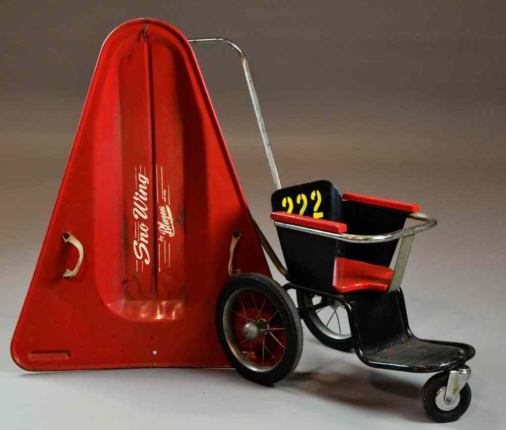 Appraisal: Retro Stroller and Snow-Wing SledSturdy classic Detroit Zoo stroller with