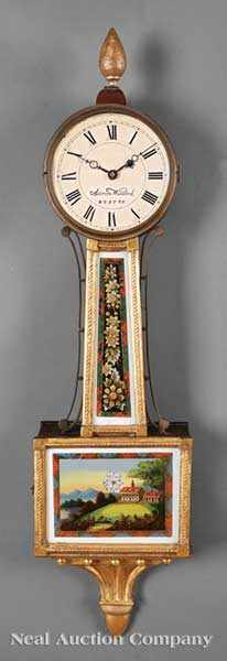 Appraisal: An American Federal Mahogany and Parcel Gilt Banjo Clock c